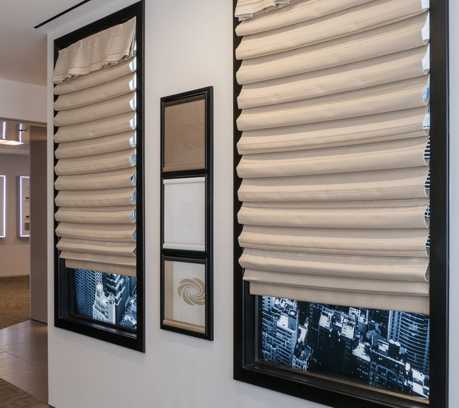 Roman Shades, Crestron, White shades